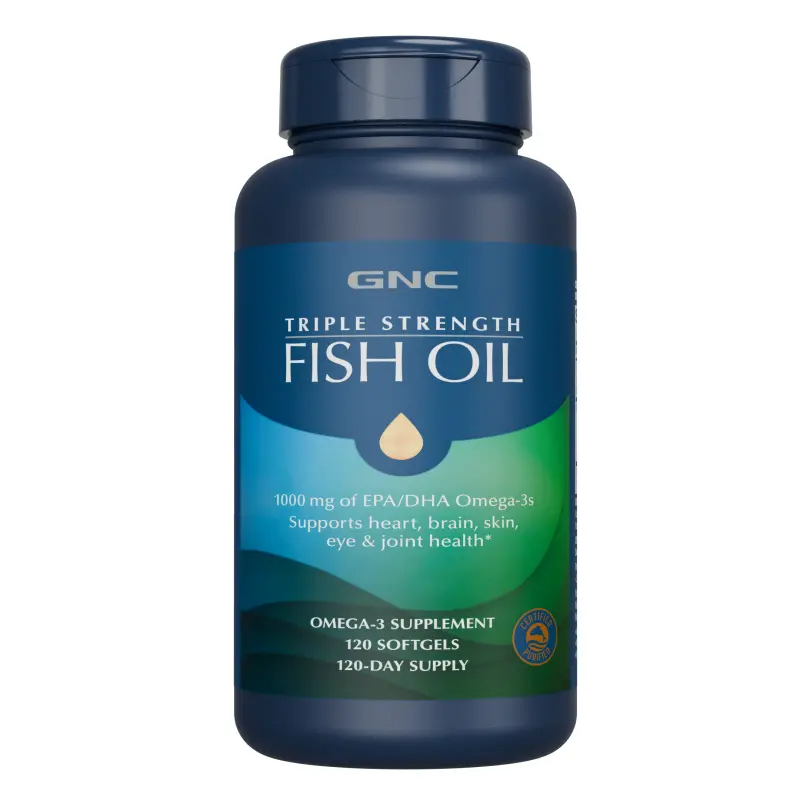 GNC Fish Oil Softgels - White Background